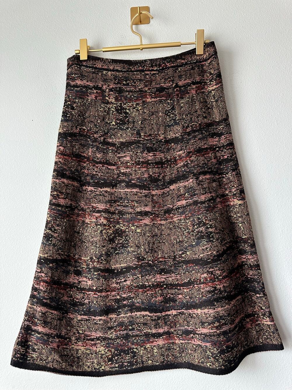 Peruvian Connection Pima Cotton Palomar Knit Midi Skirt Abstract Boho  M